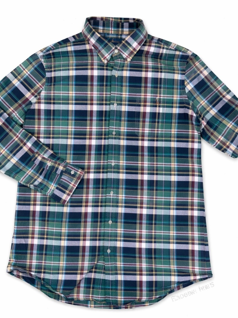 Polo Ralph Lauren Slim Fit Stretch Oxford Shirt XL Green Blue Plaid Button Down